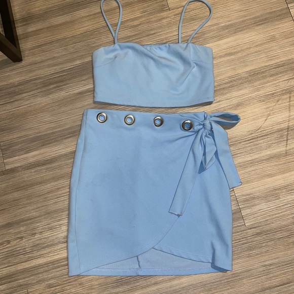 gab kate Other - blue matching mini skirt and crop top set